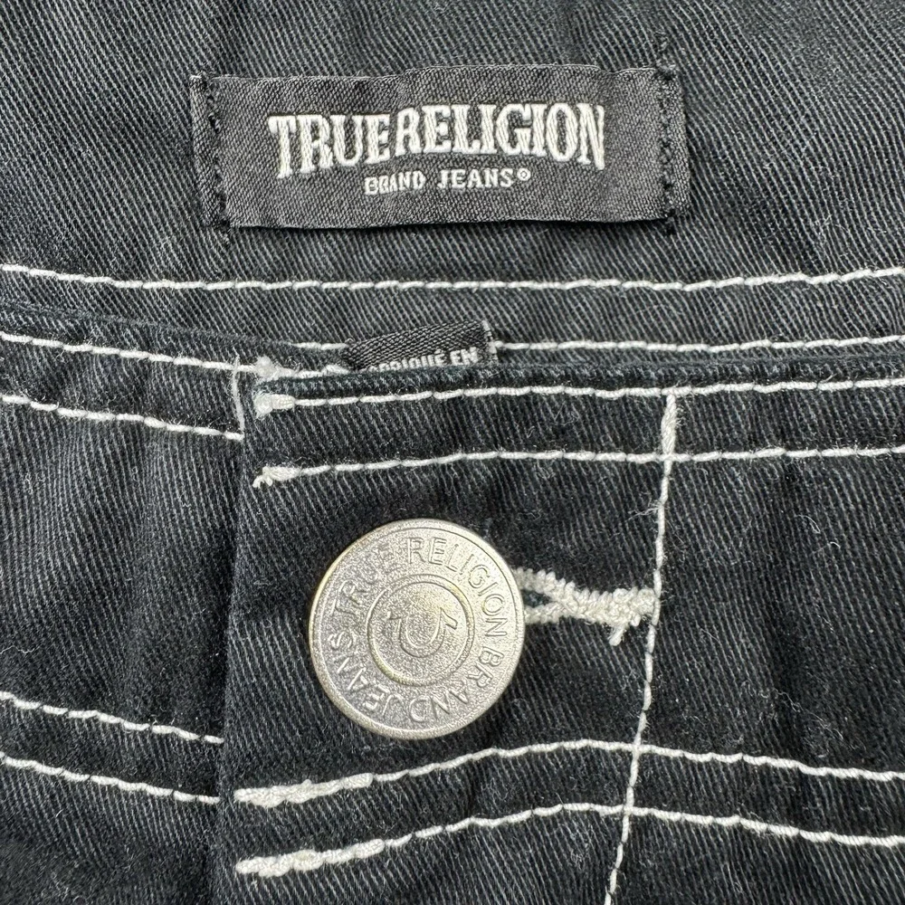 True Religion Black White Stitch Cargo Mens Utility Pant Size 34x32